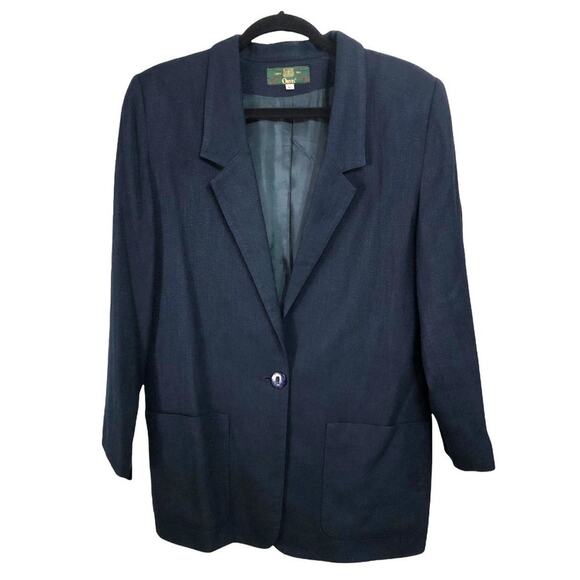 EUC Vintage Orvis navy blue single button blazer Size 12 - Picture 1 of 9